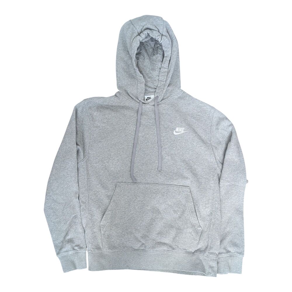 Nike Sportswear Club Fleece Gym Pullover Hoodie Gray Grey Size S Small Womens